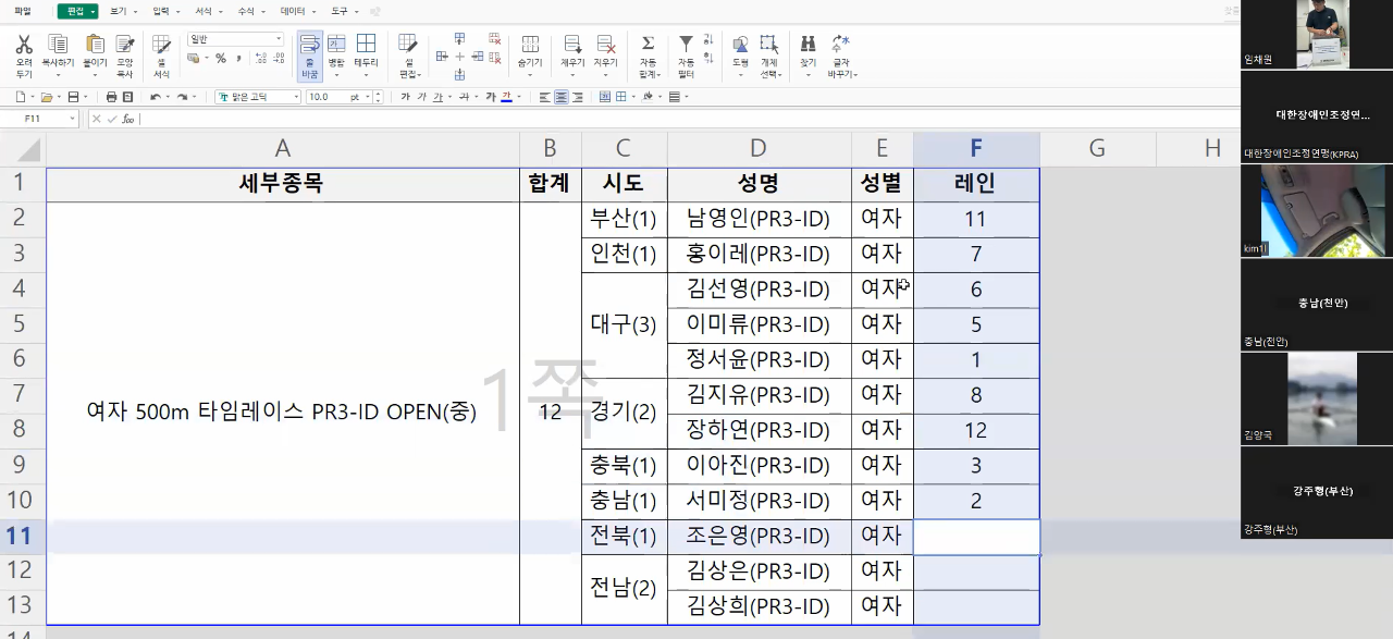 제18회 전국장애학생체육대회 레인배정 추첨